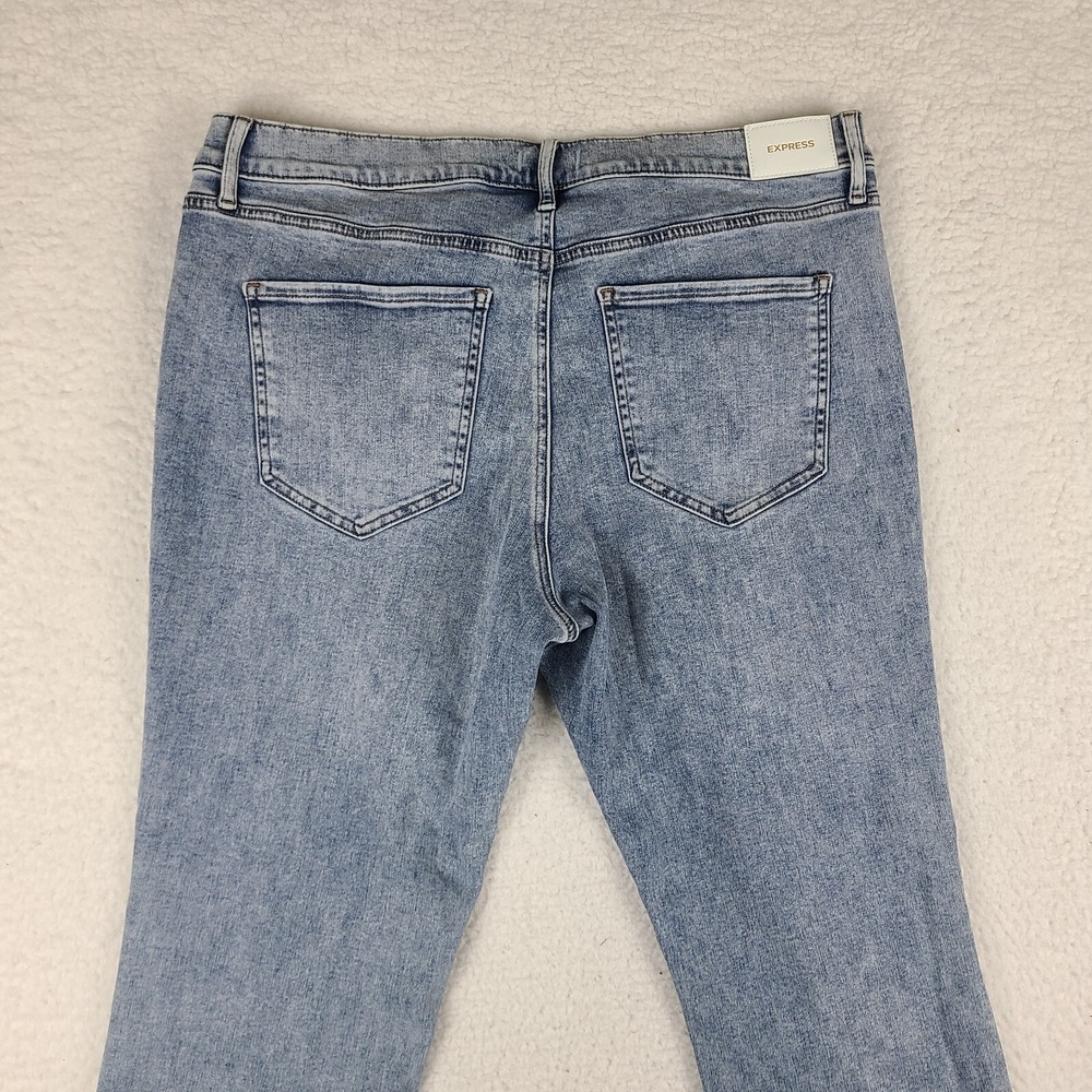 Express Jeans Womens 16S 16 Short Skyscraper Mid Rise Distress Light Wash EC - Picture 11 of 14